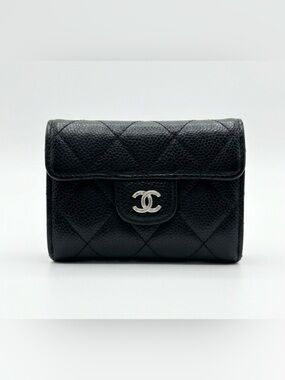 CHANEL Classic Flap Card Holder Black Caviar 17S Wallet